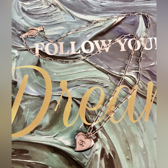 Chanel Auth. “Heart” Charm Silver w White, onto SS Link Necklace (New!) - Picture 6 of 7